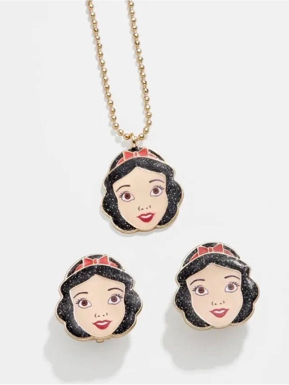 Disney Snow White Pink and Gold Necklace & Earring Set